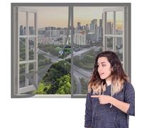 Mosquitera Ventana 140 x 160 cm sin Taladrar Ni Atornillar Pantalla Magnética Ajustable Ventana de Bricolaje Fácil de Ensamblar Autoadhesivo para Todas Las Ventanas, Gris