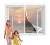 Mosquitera Ventana 141 x 119 cm sin Taladrar Adsorción Magnética Cortina Anti Insecto Mosquitera con Imanes Sellado Automaticamente para Todo Tipo de Ventanas, Blanco
