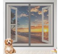 Mosquitera Ventana 145 x 130 cm Imanes Se Cierran Automáticamente Mosquiteras Magnética Anti Insectos Cierre Lavables Adecuada para Decoración Del Hogar, Gris