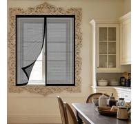 Mosquitera Ventana 145 x 150 cm Mantiene Insectos, Moscas y Mosquitos Fuera Ventana Contra Insectos y Moscas Fácil Instalación Adhesiva para Todas Las Ventanas, Negro