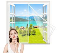 Mosquitera Ventana 150x190cm Cortina Protección Contra Insectos Mantiene Insectos Magnética Automático Sin Taladrar para Balcón Corredor Sala de Estar Blanco