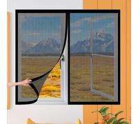 Mosquitera Ventana 50 x 105 cm Imanes Se Cierran Automáticamente Mosquitera Magnética Ventanas Fácil de Limpiar para Ventana de Bricolaje para Caseras Oficina, Negro
