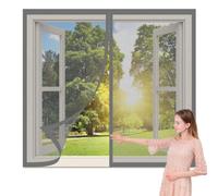 Mosquitera Ventana 50 x 75 cm Protección Contra Mosquitos y Moscas Mosquitera Ventana Magnetica Fácil Instalación Adhesiva para Balcón Corredera Terraza, Gris