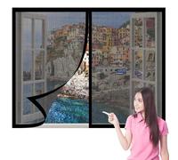 Mosquitera Ventana 65 x 110 cm sin Taladrar Ni Atornillar Mosquitera Ventanas Adhesiva Lavables Adecuada para Decoración Del Hogar, Negro