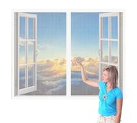 Mosquitera Ventana 75 x 110 cm Protección Contra Mosquitos y Moscas Mosquitera sin Taladrar Fácil de Limpiar para Todas Las Ventanas Interiores y Exteriores, Blanco