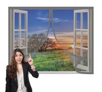 Mosquitera Ventana 80 x 95 cm Protección Contra Mosquitos y Moscas Mosquitera Ventana Mosquiteras Fácil Instalación, Sin Taladrar Ni Atornillar para Todas Las Ventanas, Gris