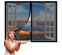Mosquitera Ventana 85 x 150 cm sin Taladrar Ni Atornillar Pantalla Magnética Ajustable Ventana de Bricolaje Fácil de Ensamblar Autoadhesivo para Balcón Corredera Terraza, Negro