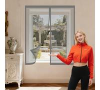 Mosquitera Ventana 90 x 140 cm Protección Contra Mosquitos y Moscas Mosquitera Ventana Malla Contra Insectos Fácil de Ensamblar Autoadhesivo para Balcón Corredera Terraza, Gris