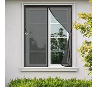 Mosquitera Ventana 90 x 142 cm Mosquiteras de Ventanas Malla Fina Adiós a Los Mosquitos Fácil de Limpiar sin Taladrar Ni Atornillar, Negro