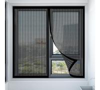 Mosquitera Ventana 95 x 140 cm sin Taladrar Cierre Automático Mosquiteras con Imán para Ventana Abatible para Ventanas Balcón Patio, Negro