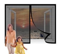 Mosquitera Ventana Abatible 127 x 77 cm sin Taladrar Imanes Mosquitera con Malla Super Fina para Adiós a Los Moscas y Mosquitos para Sala de Estar Dormitorio Balcón, Negro