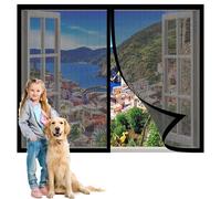 Mosquitera Ventana Abatible 167 x 95 cm sin Taladrar Cortina Mosquiteras Magnética Sellado Automaticamente para Todas Las Ventanas Interiores y Exteriores, Negro