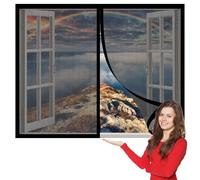 Mosquitera Ventana Abatible 193 x 223 cm sin Taladrar Puerta Mosquitera sin Huecos Repelente de Mosquitos Reforzada para Ventanas de Diferentes Tamaños, Negro