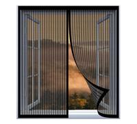 Mosquitera Ventana Abatible 83 x 83 cm Fácil Instalación sin Taladrar, Fácil de Limpiar Cortina Antimosquitos Magnetica para Todas Las Ventanas, Negro