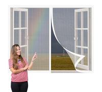 Mosquitera Ventana Corredera 126 x 210 cm sin Taladrar Mosquitera Autoadhesiva Cierra Automáticamente para Todas Las Ventanas Interiores y Exteriores, Blanco