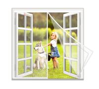 Mosquitera Ventana Corredera Magnetica Blanco 220x165cm Cortina Mosquitera Exterior con Adhesivos Cintas y imanes Mantiene Insectos afuera para Puertas Correderas Balcón