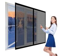 Mosquitera Ventana Enrollable 188 x 148 cm sin Taladrar Ventana Mosquitera Resistente a Los Arañazos Cierre Magnético de Arriba a Abajo para Balcones, Puertas y Ventanas, Negro