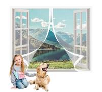 Mosquitera Ventana Extensible 65 x 115 cm sin Taladrar Mosquitera con Imán de Ancho Recortable Mosquiteras Transpirables Lavables para La Mayoría de Los Tipos de Ventanas, Blanco