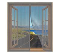 Mosquitera Ventana Extensible 75 x 110 cm Fácil Instalación sin Taladrar, Fácil de Limpiar Cortina Mosquitera para Sala de Estar para Todas Las Ventanas, Gris