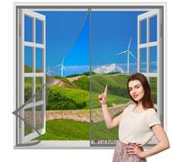 Mosquitera Ventana Magnetic Gris 90x115cm Cortina Mosquitera Magnética Para Puertas Permite Entrada Aire Fresco Mantiene Insectos afuera Permite para Todas Puertas y Ventanas