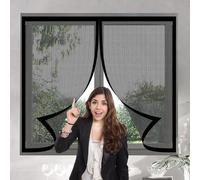 Mosquitera Ventana Magnetica 100 x 104 cm Imanes Más Fuertes, Protección Contra Insectos, sin Taladrar Cortina Magnética para Puertas para Correderas, Garaje O Patio, Negro