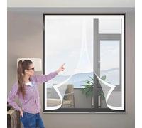 Mosquitera Ventana Magnetica 100 x 110 cm Imanes Más Fuertes, Protección Contra Insectos, sin Taladrar Cortina Contra Mosquitos para Correderas, Garaje O Patio, Blanco