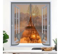 Mosquitera Ventana Magnetica 100 x 110 cm Varios Tallas, Cierre Automático, No Requiere Herramientas, Mantiene El Aire Fresco Cortinas Mosquiteras para Todas Las Ventana, Gris