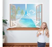 Mosquitera Ventana Magnética 100 x 125 cm Protección Anti-Mosquitos Cortina Mosquitera Magnética Fácil de Limpiar para Ventana Autoadhesiva Ventanas, Blanco
