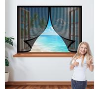 Mosquitera Ventana Magnética 100 x 125 cm Protección Anti-Mosquitos Cortina Mosquitera Magnética Fácil de Limpiar para Ventana Autoadhesiva Ventanas, Negro