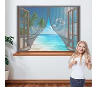 Mosquitera Ventana Magnética 100 x 125 cm Protección Anti-Mosquitos Cortina Mosquitera Magnética Fácil de Limpiar para Ventana Autoadhesiva Ventanas, Gris