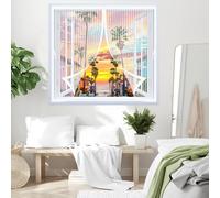 Mosquitera Ventana Magnetica 100 x 130 cm Cierre Automático de Arriba a Abajo, Mantiene El Aire Fresco Dentro y Los Bichos Fuera Cortina de Malla para Todas Las Ventana, Blanco