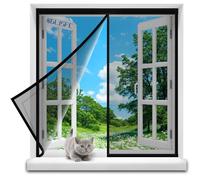 Mosquitera Ventana Magnetica, 100x115cm La atracción magnética está cerrada, los niños y las mascotas no tienen barreras,para Balcón Puerta Corredera de Patio Negro