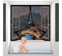 Mosquitera Ventana Magnetica 105 x 115 cm Protección Contra Insectos, Malla Fina, Mantiene El Aire Fresco, Cortinas Antimosquitos para Puerta Corredera, Puerta de Salón, Negro