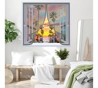 Mosquitera Ventana Magnetica 105 x 135 cm Cierre Automático de Arriba a Abajo, Mantiene El Aire Fresco Dentro y Los Bichos Fuera Cortina de Malla para Todas Las Ventana, Gris