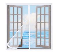 Mosquitera Ventana Magnética 105x105cm,Cortinas Mosquiteras para Ventanas Corredera con Imanes,Entre Aire Fresco,Mantiene Insectos, Moscas y Mosquitos Fuera,Blanco