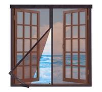 Mosquitera Ventana Magnética 105x110cm,Cortinas Mosquiteras para Ventanas Corredera con Imanes,Entre Aire Fresco,Mantiene Insectos, Moscas y Mosquitos Fuera,Marrón