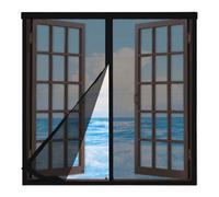 Mosquitera Ventana Magnética 105x115cm,Cortinas Mosquiteras para Ventanas Corredera con Imanes,Entre Aire Fresco,Mantiene Insectos, Moscas y Mosquitos Fuera,Negro