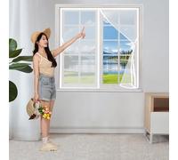 Mosquitera Ventana Magnetica 107 x 96 cm Mosquitera Magnética para Ventana Protección Contra Mosquitos y Moscas Fácil de Limpiar sin Taladrar Ni Atornillar, Blanco