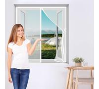 Mosquitera Ventana Magnetica 108 x 101 cm Mosquitera Ventana Ajustable Mantiene Insectos, Moscas y Mosquitos Fuera Fácil de Limpiar sin Taladrar Ni Atornillar, Blanco