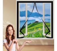 Mosquitera Ventana Magnetica 108 x 115 cm Cierre Automático Mosquiteras Para Ventanas Adiós A Los Mosquitos Mantiene La Circulación De Aire Fresco, Negro