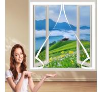 Mosquitera Ventana Magnetica 108 x 115 cm Cierre Automático Mosquiteras Para Ventanas Adiós A Los Mosquitos Mantiene La Circulación De Aire Fresco, Blanco