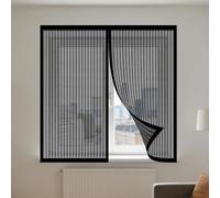 Mosquitera Ventana Magnetica 110 x 150 cm Imanes Se Cierran Automáticamente Mosquitera Ajustable Ventanas Lavables para Todas Las Ventanas Interiores y Exteriores, Negro