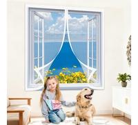 Mosquitera Ventana Magnetica 110 x 150 cm sin Taladrar Ni Atornillar Mosquiteras Lavables para Todas Las Ventanas Interiores y Exteriores, Blanco