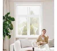 Mosquitera Ventana Magnetica 110 x 155 cm Cierre Automático, Protección Insectos, Resistente a La Rotura Cortina Mosquitera Exterior para Dormitorio Sala de Puerta, Blanco