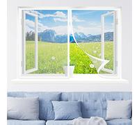 Mosquitera Ventana Magnetica, 110 x 95 cm Antimosquitos Para Puerta Ventana, Fácil de Ensamblar Autoadhesivo para Ventanas Balcón Patio, Blanco
