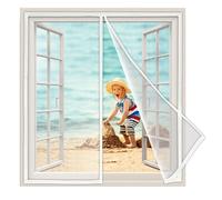 Mosquitera Ventana Magnetica, 110x110 cm Mosquiteras Correderas Magnética Automático con Durable para Balcones Cierre Magnético Automático Que Evita el Paso de Insectos Innovador, Blanco