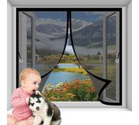 Mosquitera Ventana Magnetica 113 x 70 cm Cierre Magnético, Malla Fina, Transpirable, Resistente y Duradera Mosquitera Ventana Corredera para Múltiples Tipos de Ventana, Negro
