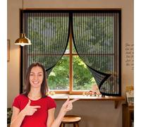 Mosquitera Ventana Magnetica 115 x 125 cm Junta Magnética de Arriba a Abajo, sin Taladrar, Transpirables Mosquitera Puerta a Prueba de Gatos para Dormitorio Sala de Puerta, Negro