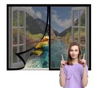 Mosquitera Ventana Magnetica 115 x 125 cm sin Taladrar Ni Atornillar Mosquitera Ventana Magnetica Fácil de Limpiar para Todas Las Ventanas Interiores y Exteriores, Negro