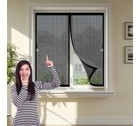 Mosquitera Ventana Magnetica 115 x 135 cm Imanes Más Fuertes, Protección Contra Insectos, sin Taladrar Cortinas para Puertas Exteriores para Dormitorio Sala de Puerta, Negro
